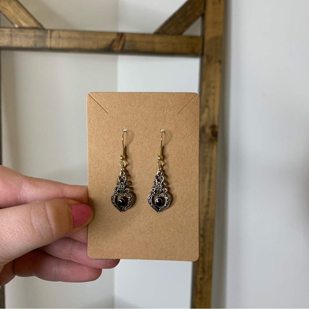 Elegant Gold and Black Teardrop Earrings